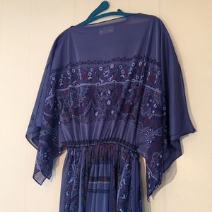 Sweet and Flirty Vintage Boho 70s 80s Sheer Purple Kimono Dress M-L